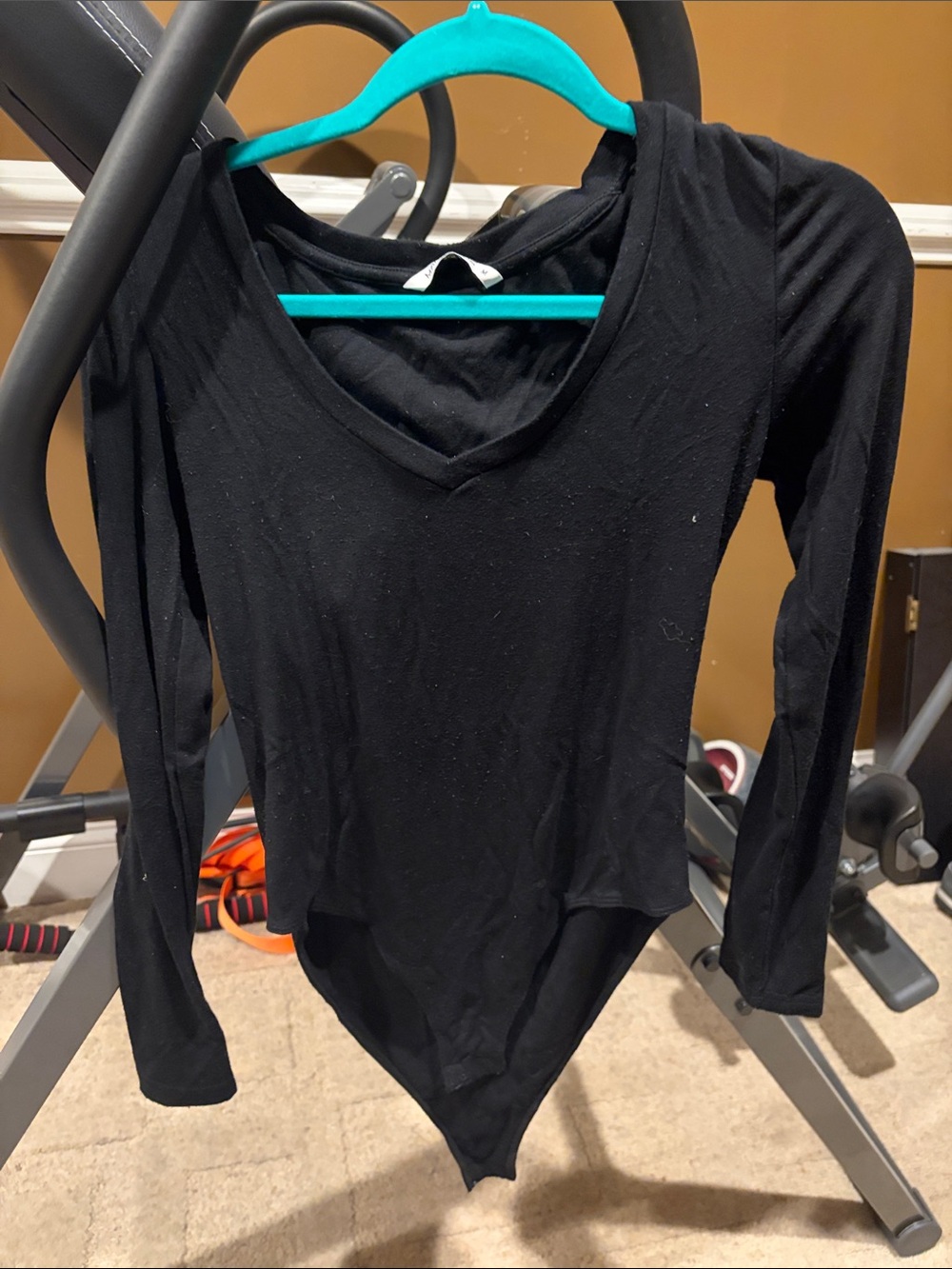 Amazon Black Long Sleeve V-Neck Bodysuit